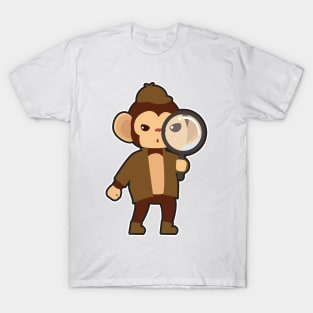 Monkey as Detective with Magnifying glass T-Shirt